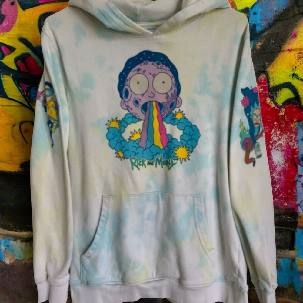 Adult Swim Rick and Morty Hoodie XL White Blue